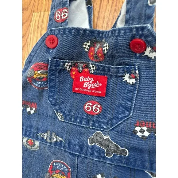 Vintage Oshkosh baby b’gosh race car theme overalls - Picture 3 of 6